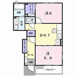 Ｖｉｌｌｅｒｓ　ｐａｒｋ 1階2DKの間取り