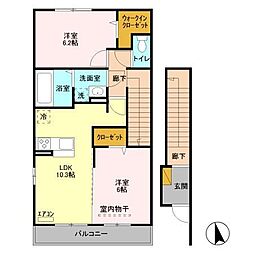 エスポワール 2階2LDKの間取り