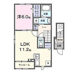 ハイムＳ 2階1LDKの間取り