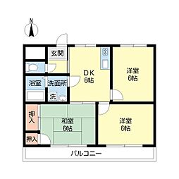 サークルK.M 3DKの間取図画像