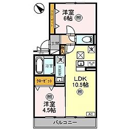 アンクレージュA 2LDKの間取図画像