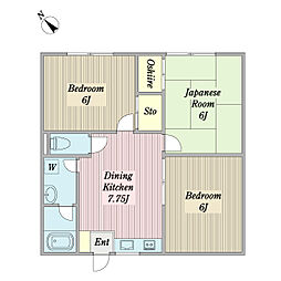 広手ハイツ 3DKの間取図画像