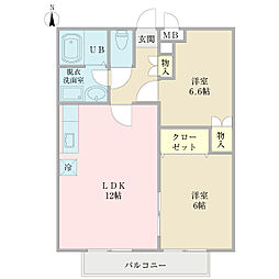 新松戸スクウェア 2LDKの間取図画像