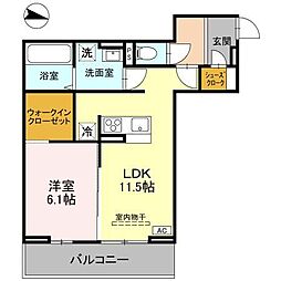 ソレイユ・ウエスト 1LDKの間取図画像