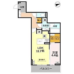 RESIDENCE KAZE 桜 1LDKの間取図画像
