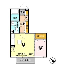 プレスティージュ大月 1LDKの間取図画像