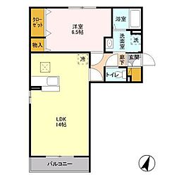 エクセルヒルズA 1LDKの間取図画像