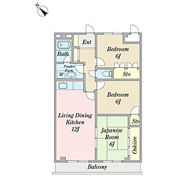 プロシードせんげん台2 3階3LDKの間取り
