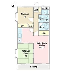 リトルＣｉｔｙ弐番館 2階2LDKの間取り