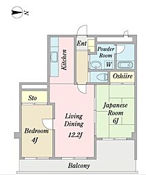 ＡＫフラット 5階2LDKの間取り