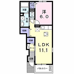 プランドール 1階1LDKの間取り