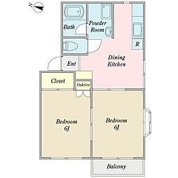 プレステージテラス 2DKの間取図画像