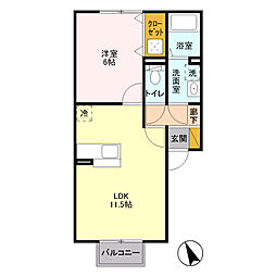 サンオークヒルズ 1LDKの間取図画像