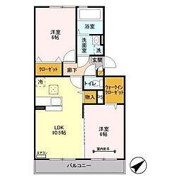 ヒルズガーデン 2LDKの間取図画像