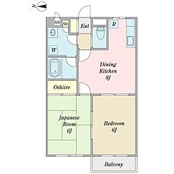 ティアラ・ガーデンB 2DKの間取図画像
