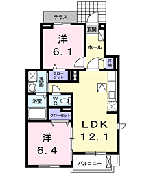ミルトクラール1番館 2LDKの間取図画像