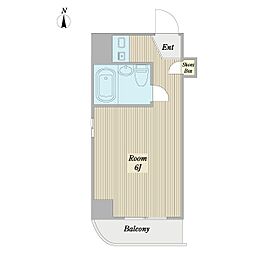 B-3 ワンルームの間取図画像