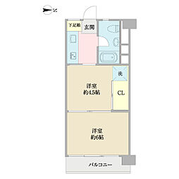 シャトレ明大前 1DKの間取図画像