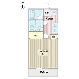 ウインハイツ 2階1Kの間取り