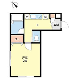 メゾンエスポワール 1階1Kの間取り