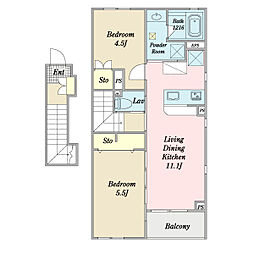 Ｇａｒｎｅｔ　Ｃｏｕｒｔ 2階2LDKの間取り