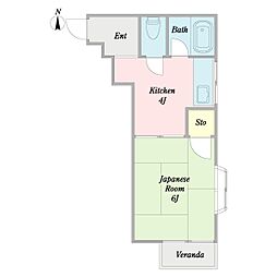 グリーンヴィラ 1Kの間取図画像