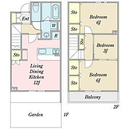 アンジェリーヴ奥戸 2SLDKの間取図画像