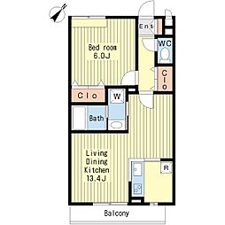 グローリア 1LDKの間取図画像