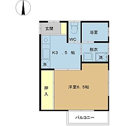 エフワン松島 1Kの間取図画像