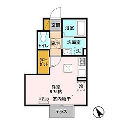 アインスB ワンルームの間取図画像
