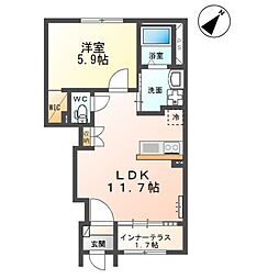 ユウカ フローラ 1LDKの間取図画像
