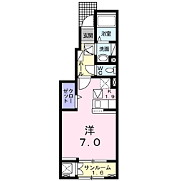 プリマベール 1Kの間取図画像