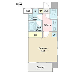 ザ・チェリーステージ 4階1Kの間取り