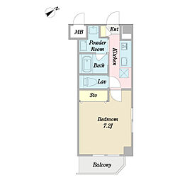 セフィールコート 2階1Kの間取り
