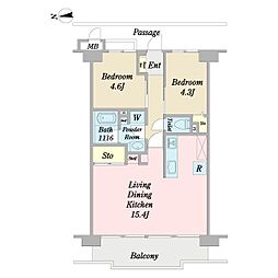 ルネ蒲田ガーデンステイツ 2LDKの間取図画像
