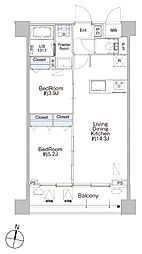 プロシード池上 2LDKの間取図画像