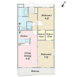 ロイトンＥ 1階2LDKの間取り