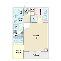 リールフェリシア 1Kの間取図画像