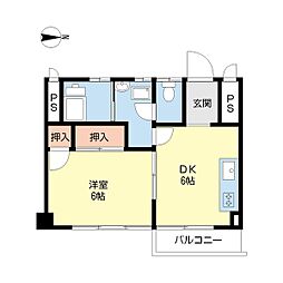 ヴェリタ大倉山 1DKの間取図画像