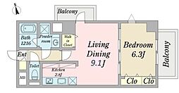 CasaF南幸 1LDKの間取図画像