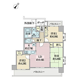 レックス川崎ピラーズコート 3LDKの間取図画像