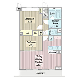 MobilityTerrace 2LDKの間取図画像