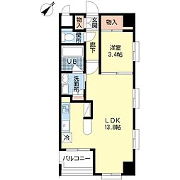OZAREA横濱日吉 1LDKの間取図画像
