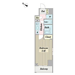 プロシード新横浜 1Kの間取図画像