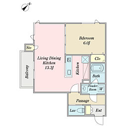 シエルブライト 1LDKの間取図画像