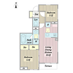 LotusHouse 2LDKの間取図画像