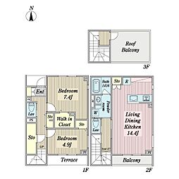 ぺルル 2LDKの間取図画像