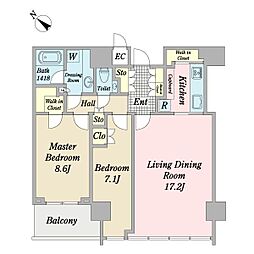 ザ六本木東京クラブレジデンス 2LDKの間取図画像