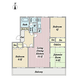 パークサイド国分寺 3LDKの間取図画像