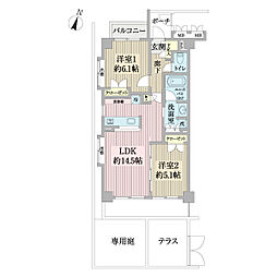 アーバンキャッスル東村山 2LDKの間取り